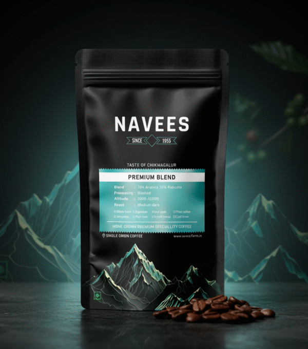 Navees Premium Blend coffee pack, 70% Arabica and 30% Robusta