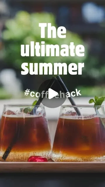Two glasses of iced cold brew with lychee, with the text The ultimate summer coffee hack